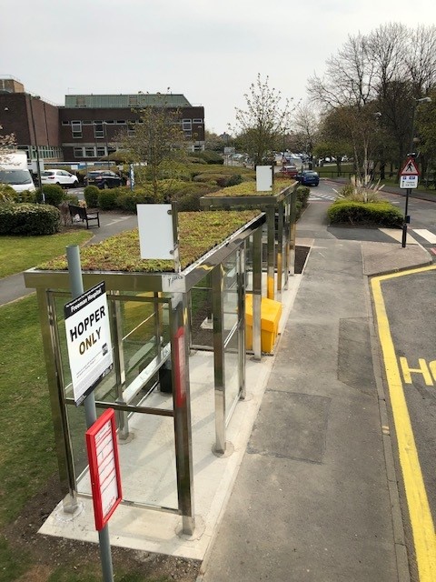 Green-tech supply materials for innovative living roof bus shelters