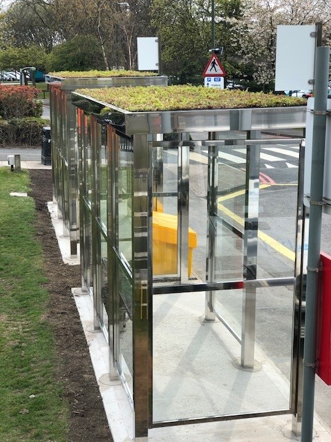 Green-tech supply materials for innovative living roof bus shelters