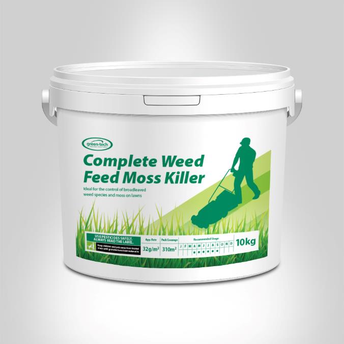 GT Complete Weed Feed Moss Killer Lawn Fertiliser 10kg Tub Lawn and