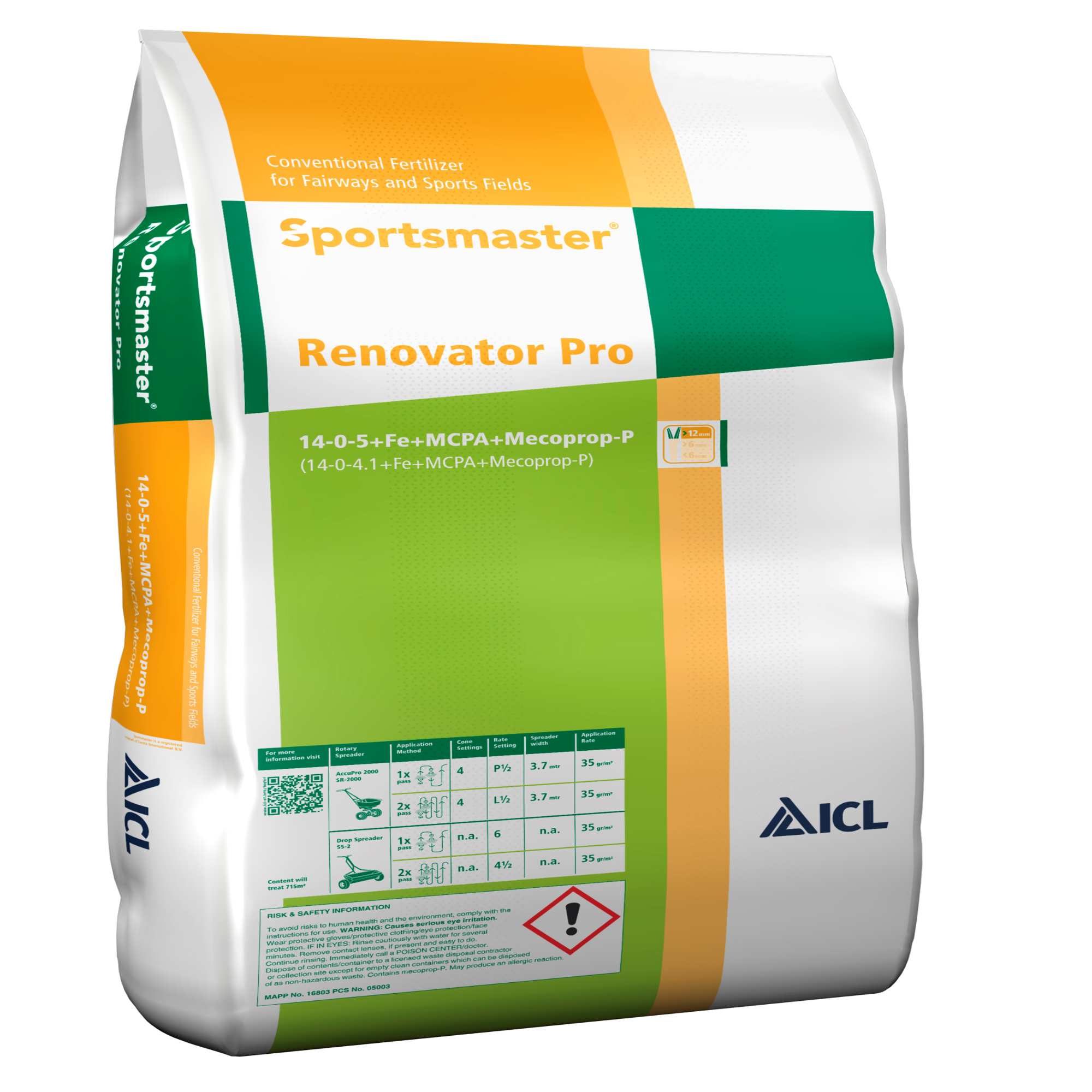Sportsmaster Renovator Pro Feed, Weed Mosskiller 1405+Fe Fertiliser Lawn & Turf Care Green